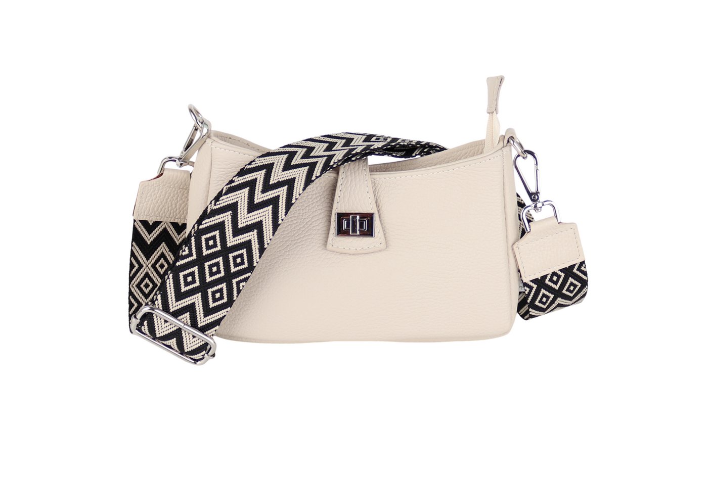 MIRROSI Umhängetasche Damen Crossbody Bag, Echtleder Made In Italy (Schultertasche für jeden Anlass (1 Tasche & 2 Gurte), BOHO Style), 24x15x5cm, gemusterten& verstellbaren Schulterriemen von MIRROSI