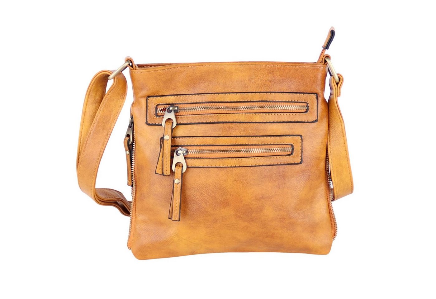 MIRROSI Umhängetasche Damen Crossbody Bag, Mittelgroß 25x22,5x7cm (aus hochwertigem Kunstleder Veganleder Leder, 5 Farben auswählbar: Schwarz, Grau,Braun,Senf, Khaki), Kleine Tasche, Schultertasche für jeden Anlass von MIRROSI