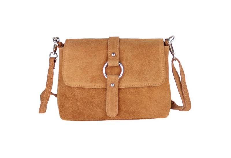 MIRROSI Umhängetasche Damen Klein Crossbody Bag, Echtleder Made in Italy (Maße: 22x15x6cm), Hauptfach mit Klappe, 1 Hinterfach Unifarben von MIRROSI