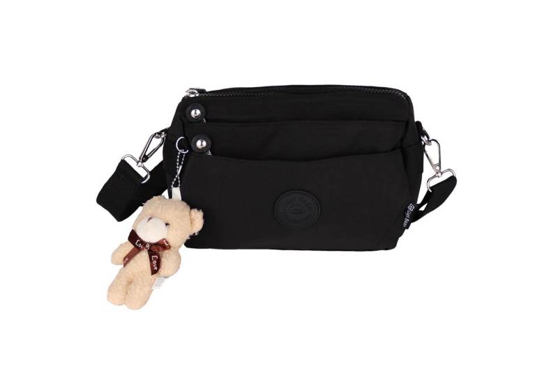 MIRROSI Umhängetasche Damen Schultertasche, ca.25x17x10 cm, Mit süßem Bär-Anhänger von MIRROSI