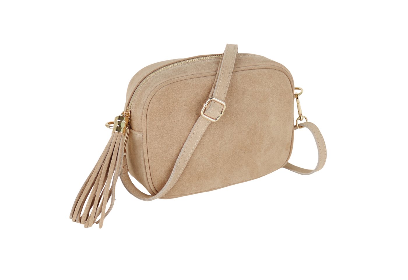 MIRROSI Umhängetasche Damen klein Crossbody Bag, Echtleder made in Itlay (20x15x7cm), Karabiner und Reißverschluss in Goldoptik), Leo-Muster oder Wildleder von MIRROSI
