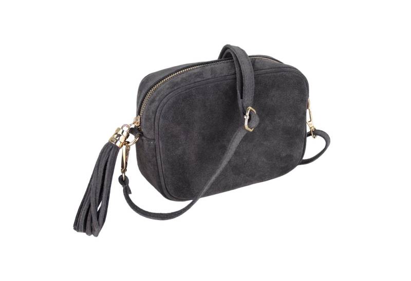 MIRROSI Umhängetasche Damen klein Crossbody Bag, Echtleder made in Itlay (20x15x7cm), Karabiner und Reißverschluss in Goldoptik), Leo-Muster oder Wildleder von MIRROSI