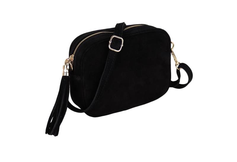 MIRROSI Umhängetasche Damen klein Crossbody Bag, Echtleder made in Itlay (20x15x7cm), Karabiner und Reißverschluss in Goldoptik), Leo-Muster oder Wildleder von MIRROSI