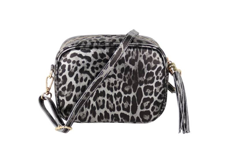 MIRROSI Umhängetasche Damen klein Crossbody Bag, Echtleder made in Itlay (20x15x7cm), Karabiner und Reißverschluss in Goldoptik), Leo-Muster oder Wildleder von MIRROSI