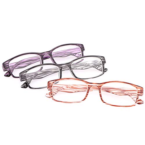 3 Stueck Damen Herren Lesebrille Klare Sicht Leser Blaulichtfilter Brillen Anti Augen Müdigkeit Computerleser Leicht und Komfortabel Anti Blaulicht Brille für Männer und Frauen Presbyopie (3er Pack) von MIRYEA