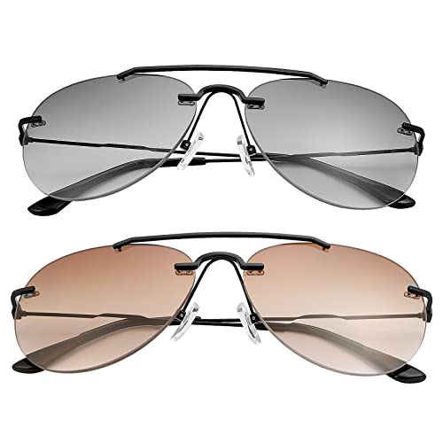 MIRYEA 2 Paar Bifokale Lese-Sonnenbrillen UV-Schutz Outdoor-Sonnenleser Blaulichtblockierung Brille Getönte Gläser für Herren Damen Klassische Brillen Retro-Stilvolle Sicherheitsbrille zum Autofahren von MIRYEA