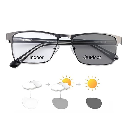 MIRYEA Photochrome Übergangs Fernbrille für Männer und Frauen Retro Myopie-Brille mit TR90-Rahmen Leichtes Brillen für Kurzsichtigkeit Schwarz Vollrahmen Antireflexionsschutz UV Schutz Sonnenbrille von MIRYEA