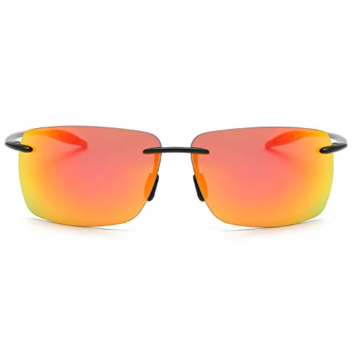 Polarisierte Sport-Sonnenbrille für Männer und Frauen Fahren Radfahren Laufen Angeln Golf 100% UV-Schutz Randlose Sonnenbrille Mode Unisex Shades Retro-Brille Anti-Glare Classic Mirror Lens Eyewear von MIRYEA