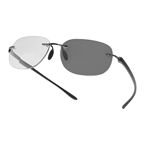 Randlos Photochrome Bifokale Lesebrille Uebergang Sonnenbrille Blau Licht Blockieren Computer Brillen UV400 Schutz Bifocal Sonne Leser für Damen Herren Anti-Ermüdungsbrille Blendschutz Gläser Brille von MIRYEA