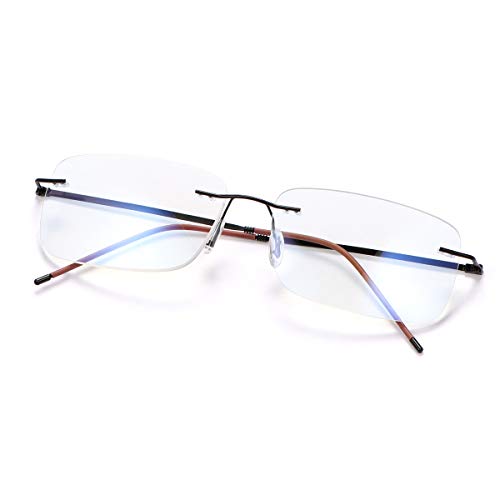 Randlose Progressive Multifokal-Lesebrille für Frauen Männer Titanlegierung Federscharnie Multifokus-Lesegerät Fokus Glaser Intelligenter Zoom Nah Fern Dual-Use-Brillen Blaulichtfilter Computer Brille von MIRYEA