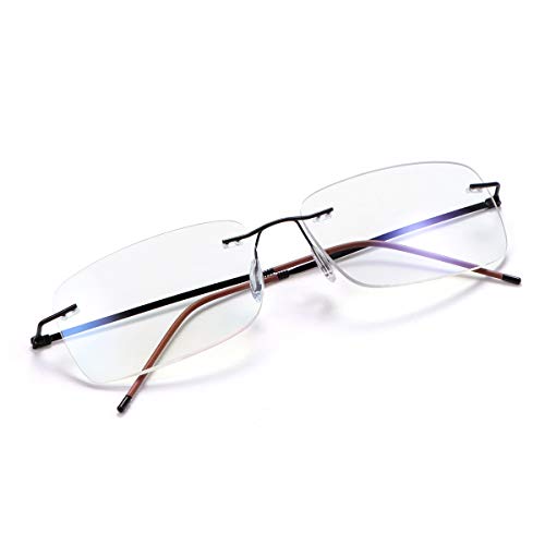 Randlose Progressive Multifokal-Lesebrille für Frauen Männer Titanlegierung Federscharnie Multifokus-Lesegerät Fokus Glaser Intelligenter Zoom Nah Fern Dual-Use-Brillen Blaulichtfilter Computer Brille von MIRYEA