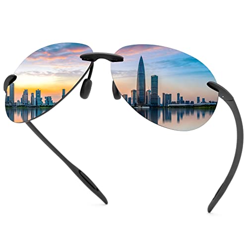 Randlose polarisierte Sport-Sonnenbrille für Männer Frauen Fahren Radfahren Laufen Angeln Golf UV-Schutz Sonnenbrille Mode Unisex Shades Retro-Brille Anti-Glare Classic Mirror Lens Eyewear von MIRYEA