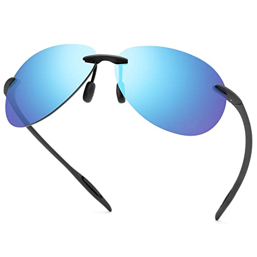 Randlose polarisierte Sport-Sonnenbrille für Männer Frauen Fahren Radfahren Laufen Angeln Golf UV-Schutz Sonnenbrille Mode Unisex Shades Retro-Brille Anti-Glare Classic Mirror Lens Eyewear von MIRYEA