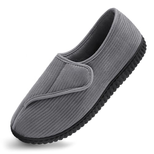 Git-up Diabetiker Hausschuhe Schuhe für Männer Arthritis Ödem Verstellbare Verschluss Memory Foam Hausschuhe, Gray 13 von Git-up