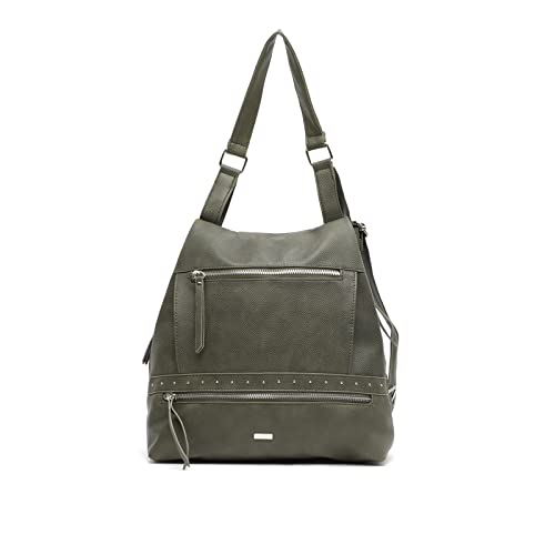 MISAKO ENGRI Antidiebstahl-Rucksack mit metallischen Details - Modische Damen-Anti-Diebstahl-Rucksacktasche - Kleiner, geräumiger Freizeitrucksack Engri Grün 30 X 28 X 11 cm von MISAKO