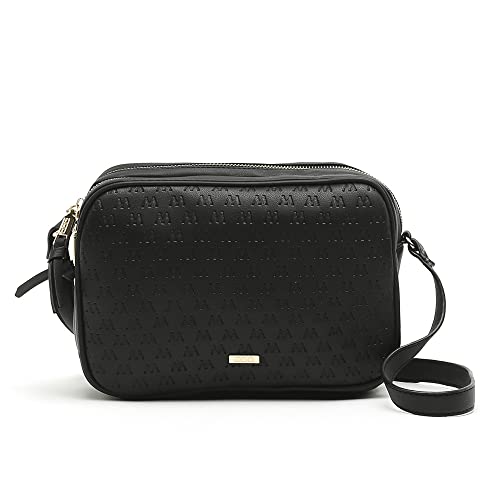 MISAKO CLASSI Kleine Umhängetasche mit Monogramm-Druck - Kleine Umhängetasche Damen - Modische & elegante Schultertasche für den Alltag Classi Schwarz 16 X 23 X 7 cm von MISAKO