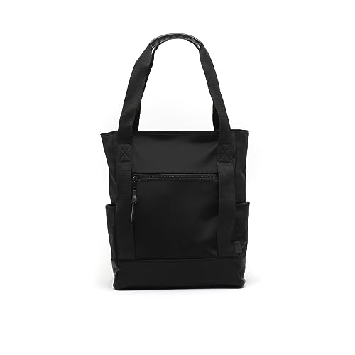 MISAKO DOMICO Großer Nylon-Rucksack für Laptops (13,3 Zoll) mit Handgriff - Freizeitrucksack für Damen - Eleganter Alltags-Rucksacktasche Domico Schwarz 38 X 28 X 12 cm von MISAKO