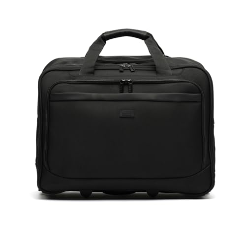 MISAKO Dani Aktentasche mit Rollen - Tragbarer Laptop-Trolley mit Rollen - Reisekoffer mit Laptop- und Dokumentenfach Dani Schwarz 34 X 44 X 16 cm von MISAKO