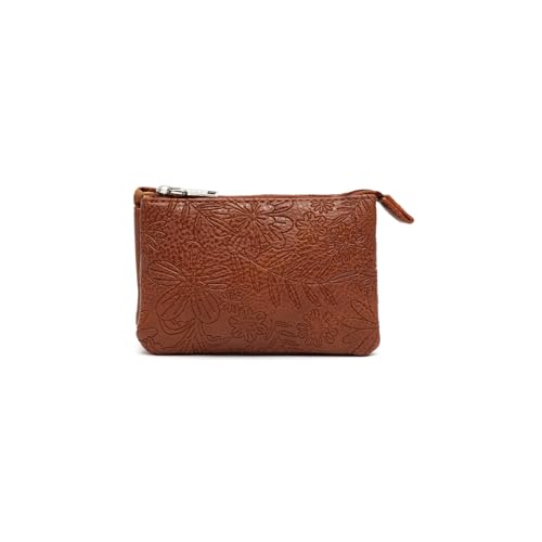 MISAKO Deva Münzgeldbörse mit Blumengravur Damen - Deva Kamel 8x13x3 cm von MISAKO