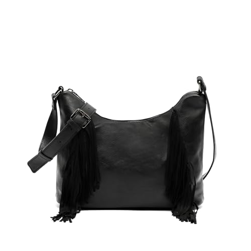 MISAKO Evi Umhängetasche mit Fransen Damen - Evi Schwarz 22x28x12cm von MISAKO