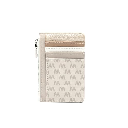 MISAKO Ivanka Kartenhalter mit Monogrammdruck - Modische Damen-Kartenhalter aus Kunstleder - Kleiner Kartenorganisator Ivanka Beige 8 X 13 X 1 cm von MISAKO