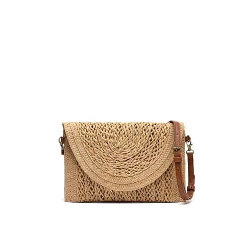 MISAKO Julio Kleine Umhängetasche mit Raffia-Effekt Damen - Julio Naturfarben 20 X 30 X 1 cm von MISAKO