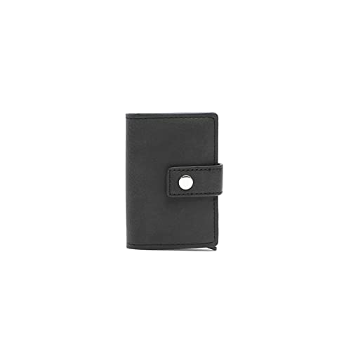 MISAKO MEDEO Herrenbrieftasche - Elegante Herren-Brieftasche aus Kunstleder Medeo Schwarz 7 X 9 X 2 cm von MISAKO