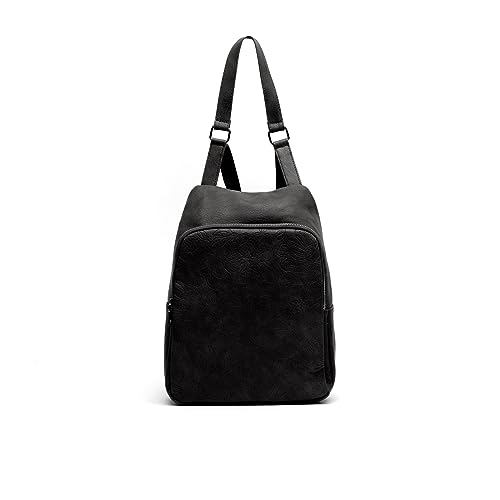 MISAKO MONOFLOR Diebstahlsicherer Rucksack mit floralem Gravurmuster - Modische Damen-Anti-Diebstahl-Rucksacktasche - Kleiner, geräumiger Freizeitrucksack Monoflor Schwarz 36 X 26 X 9 cm von MISAKO