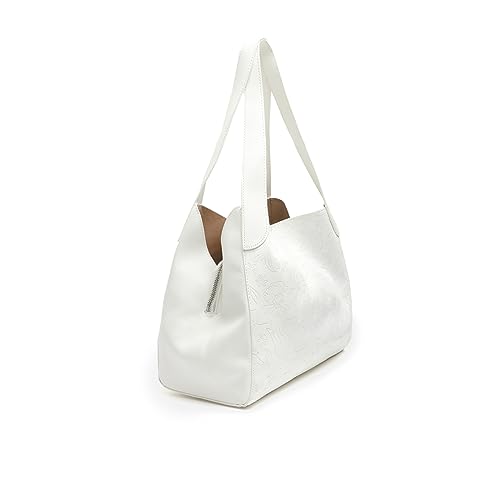 MISAKO MONOFLOR Große Schultertasche mit floralem Muster - Große Damen-Schultertasche - Lässig, formell, informell Monoflor Weiß 28 X 33 X 15 cm von MISAKO