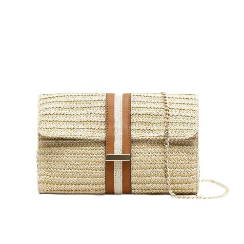 MISAKO Milleni Raffia-Effekt Umhängetasche - Schicke kleine Sommertasche aus Bast - Lässige Handtasche für Damen im Alltag Milleni Natürlich 13 X 25 X 5 cm von MISAKO