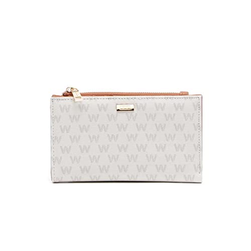 MISAKO Monogram Kleine Geldbörse mit Monogramm-Druck - Schönes kleines Portemonnaie für Damen - Modisches Accessoire für jeden Tag Monogram Beige 9 X 16 X 2 cm von MISAKO