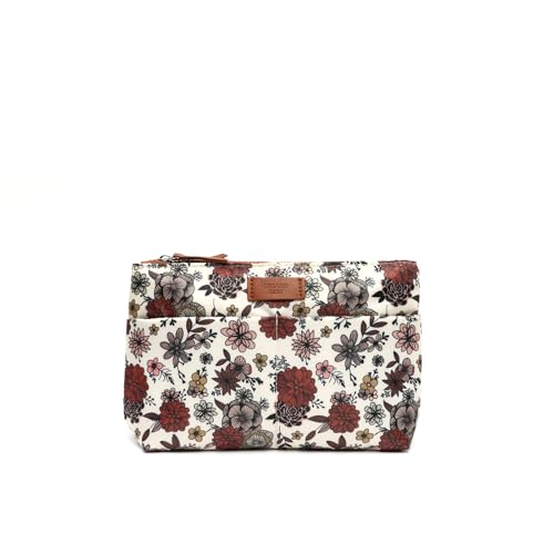 MISAKO Nilus große Bedruckte Kulturtasche mit Doppelfach Damen - Nilus Beige 17x25x7 cm von MISAKO