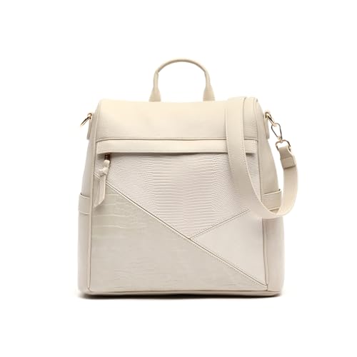 MISAKO Ofel Anti-Diebstahl-Rucksack mit Tiermotiv-Patchwork-Muster Damen - Ofel Beige 31x32x12 cm von MISAKO