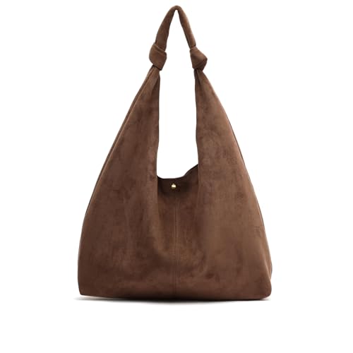 MISAKO Pologi-1 Große Hobo-Tasche in Wildlederoptik mit herausnehmbarem Kulturbeutel Damen - Pologi-1 Braun 48x38x12cm von MISAKO