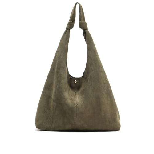 MISAKO Pologi-1 Große Hobo-Tasche in Wildlederoptik mit herausnehmbarem Kulturbeutel Damen - Pologi-1 Grün 48x38x12cm von MISAKO