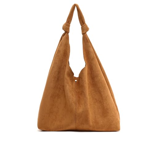 MISAKO Pologi-1 Große Hobo-Tasche in Wildlederoptik mit herausnehmbarem Kulturbeutel Damen - Pologi-1 Kamel 48x38x12cm von MISAKO