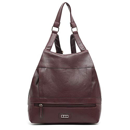 MISAKO Anti-Diebstahl-Rucksäcke - Damen-Rucksacktasche mit verstellbaren Reisegriffen - Burgundy - 28X30X11cm von MISAKO