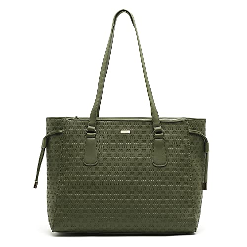 MISAKO CLASSIQUE Große Shopper-Tasche mit Monogramm-Druck - Große Damen-Shopper-Tasche - Geräumige Tasche für Universität, Arbeit, Alltag Classique Grün 30 X 47 X 15 cm von MISAKO