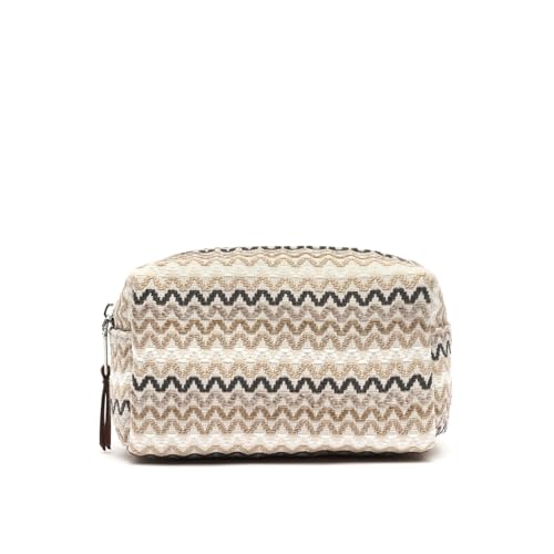 MISAKO Tarvos Kosmetiktasche mit Jacquarddruck Damen - Tarvos Beige 10x18x10 cm von MISAKO