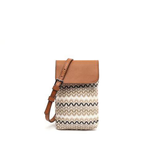 MISAKO Tarvoss Mini-Handy-Umhängetasche mit Jacquard-Druck Damen - Tarvoss Beige 18x11x2 cm von MISAKO