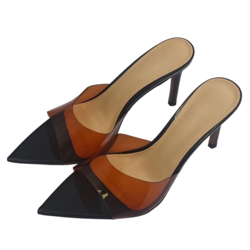 MISDENK Klare spitz zulaufende Absätze für Damen, Sommer, Slipper, Pantoletten, sexy Stiletto-Absatz, Party, Hochzeit, Abschlussball, Kleid, Freizeitschuhe, Braun, 9 Narrow MISDENK Klare spitz zulaufende Absätze für Damen, Sommer, Slipper, Pantoletten, sexy Stiletto-Absatz, Party, Hochzeit, Abschlussball, Kleid, Freizeitschuhe, Braun, 9 Narrow von MISDENK