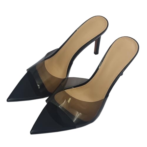 MISDENK Klare spitz zulaufende Absätze für Damen, Sommer, Slipper, Pantoletten, sexy Stiletto-Absatz, Party, Hochzeit, Abschlussball, Kleid, Freizeitschuhe, Schwarz, 10 Narrow MISDENK Klare spitz zulaufende Absätze für Damen, Sommer, Slipper, Pantoletten, sexy Stiletto-Absatz, Party, Hochzeit, Abschlussball, Kleid, Freizeitschuhe, Schwarz, 10 Narrow von MISDENK