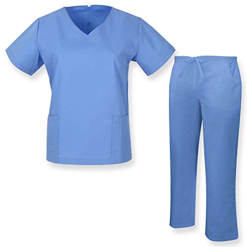 MISEMIYA Damen Casaca Y PANTALÓN, Cuello REFORMADO Sanitarios Uniforme MEDICOS Arbeits-T-Shirt, Himmelblau, Large von MISEMIYA