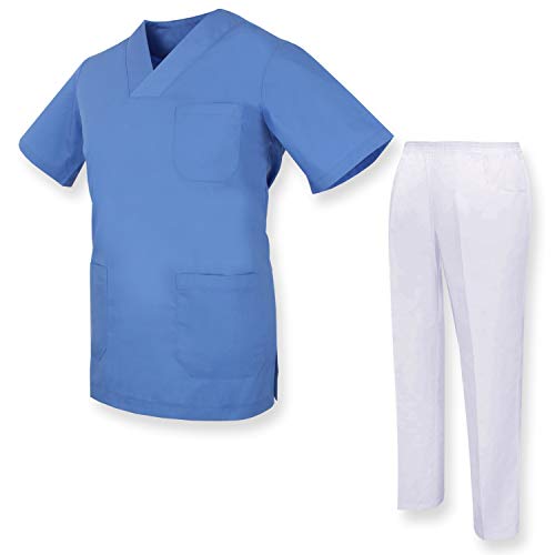 MISEMIYA Damen Casaca Y Pantalón Unisex Uniformes Médicos Conjuntos Sanitarios Arbeits-Shorts, Celeste, M von MISEMIYA