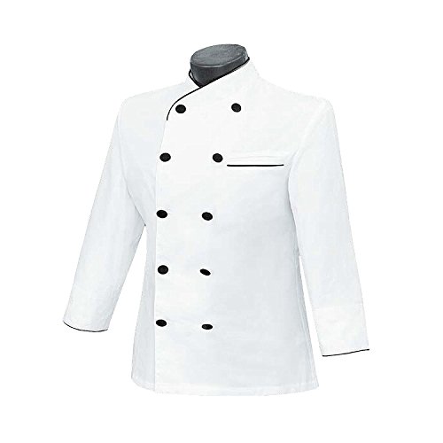 Misemiya Damen Chaquetas Chef Cocinera Mangas Largas Kochjacke, Weiß (Blanco 2), 46 (Herstellergröße: XXX-Large) von MISEMIYA