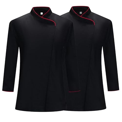 MISEMIYA Damen Paquete 2 Unidades-Chaqueta Cocinera Mujer Packung mit 2 Stück-Kochjacke MZ-2-731, Schwarz, XL (2er Pack) von MISEMIYA
