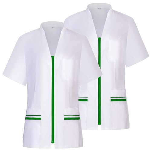 MISEMIYA Damen sanitärhemd Mz-2-712, 2 Stück Arbeits-T-Shirt, Apfelgrün 21, M (2er Pack) von MISEMIYA