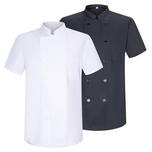 MISEMIYA Herren Pack 2 Units-Men's Chef Jacket Packung mit 2 Einheiten Kochjacke KZ-2-8421B, Mixto, M (2er von MISEMIYA