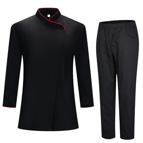 MISEMIYA - Kochjacke und -Hose für Damen - Kochjacke für Damen - Gastronomieuniform - 731-8312 - Small, Schwarz von MISEMIYA