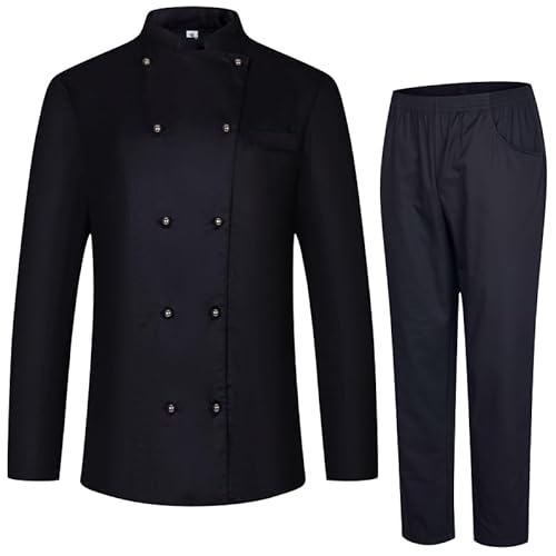 MISEMIYA - Kochjacke und -Hose für Damen - Kochjacke für Damen - Gastronomieuniform - 848-8312 - X-Large, Schwarz von MISEMIYA